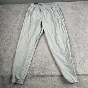 Nike Dri Fit Mens Gray Drawstring Waist Ankle Zip Running Track Pant Size Medium